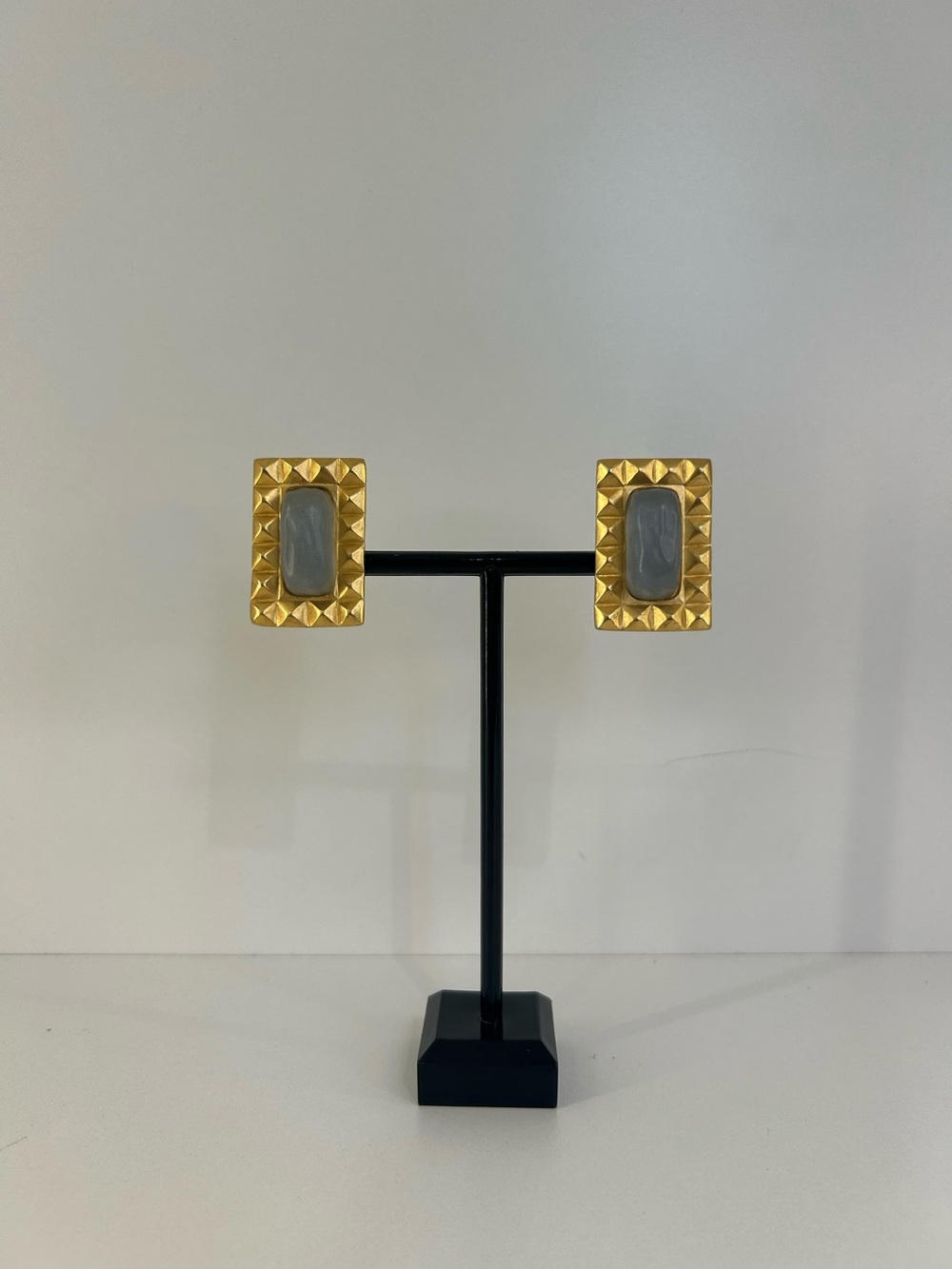 Vintage Karl Lagerfeld Clip On Rectangle Earrings